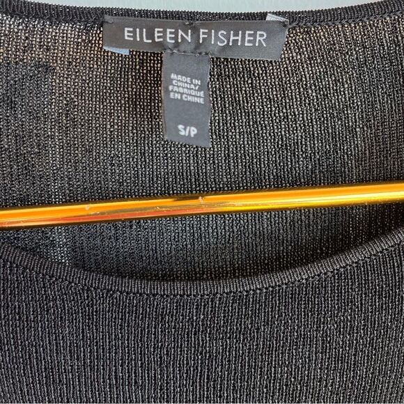 New Eileen Fisher black asymmetrical long sleeve round neck tunic top - Picture 4 of 6